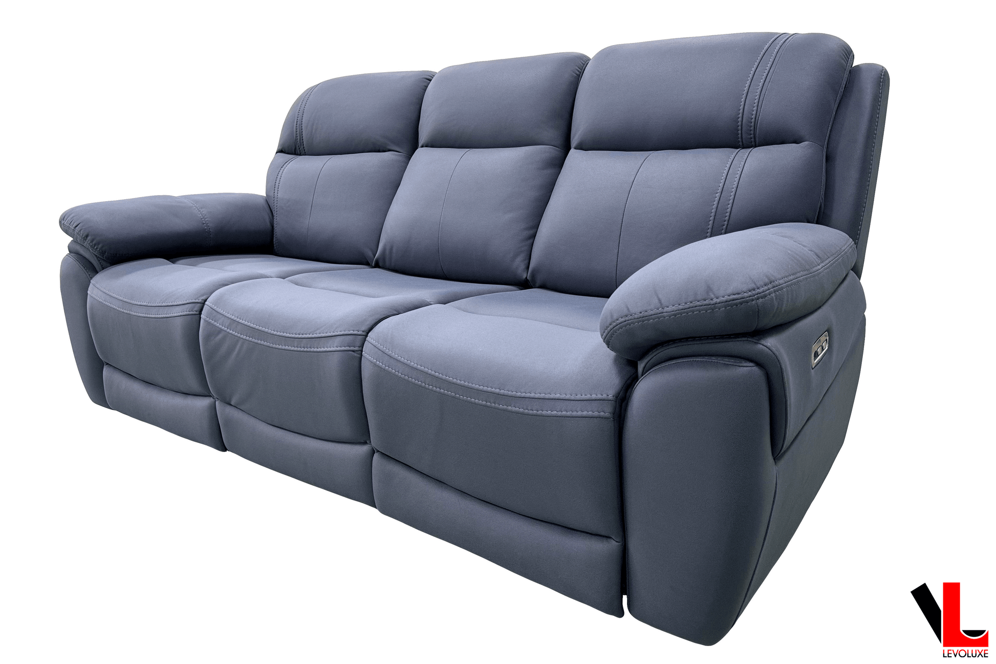Levoluxe Sofa Regent 83" Jaxxon Blue Power Reclining 3 Seater Sofa with Power Headrests