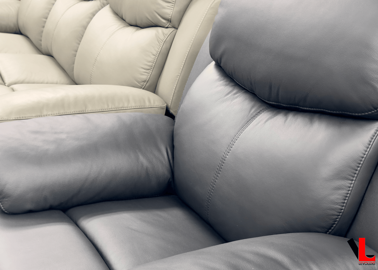 Levoluxe Sofa Set Aveon 3 Piece Pillow Top Arm Reclining Sofa, Loveseat and Chair Set in Leather Match - Available in 2 Colours