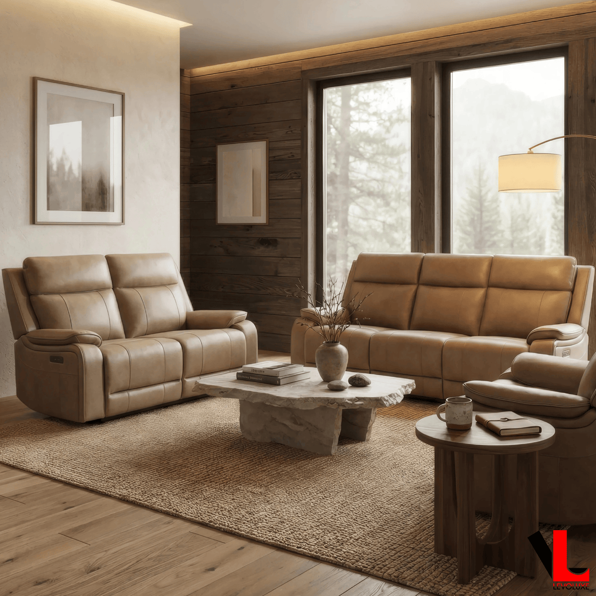 Levoluxe Brindle 2 Piece Leather Match Power Reclining Sofa and Loveseat Set, image 2