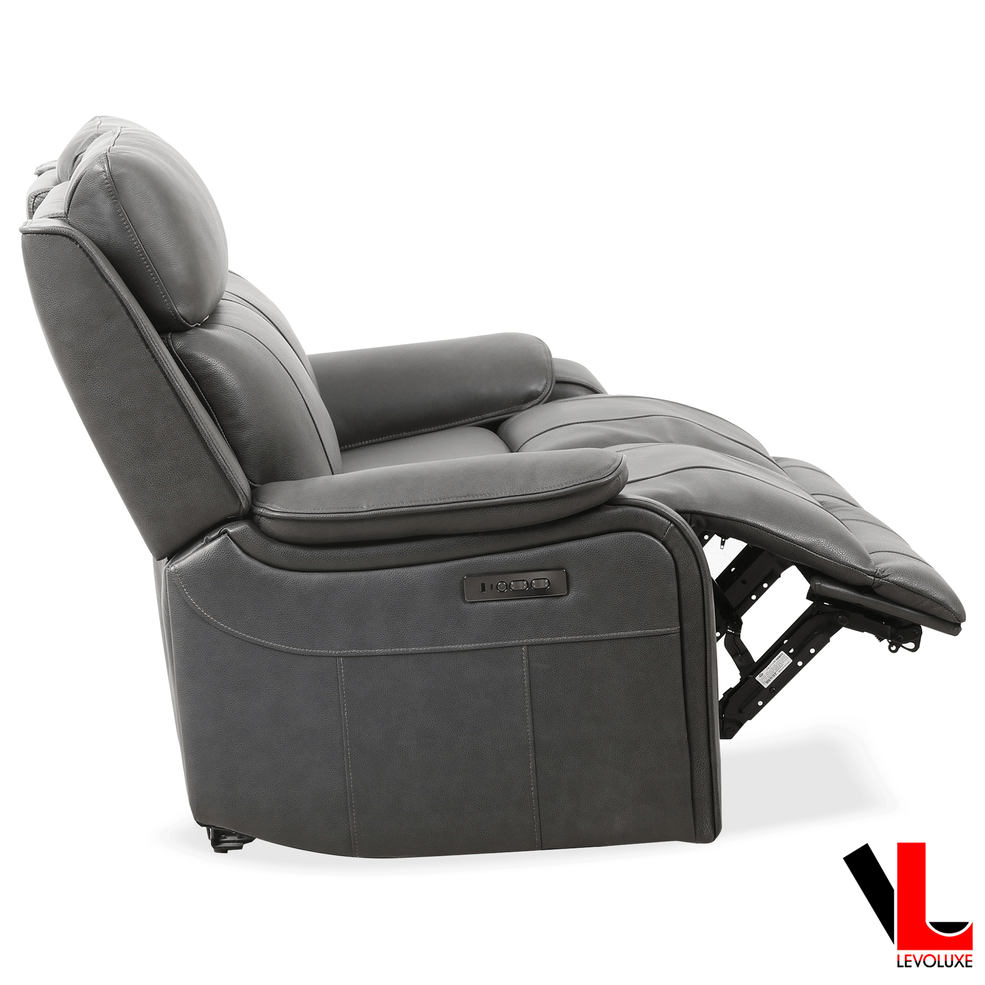 Levoluxe Sofa Set Brindle 2 Piece Power Reclining Sofa and Loveseat Set in Charcoal Leather Match