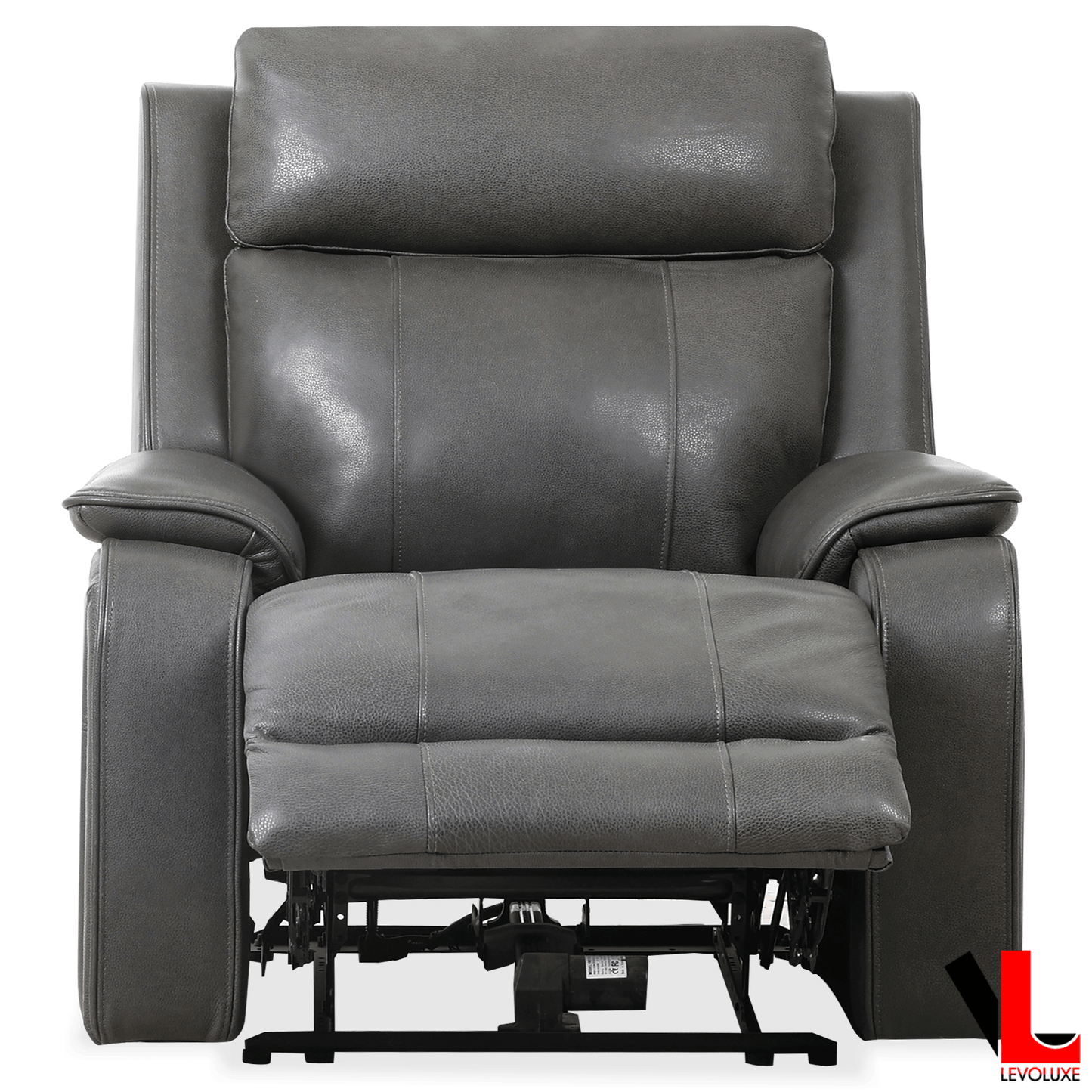 Levoluxe Sofa Set Brindle 3 Piece Power Reclining Sofa, Loveseat and Chair Set in Charcoal Leather Match