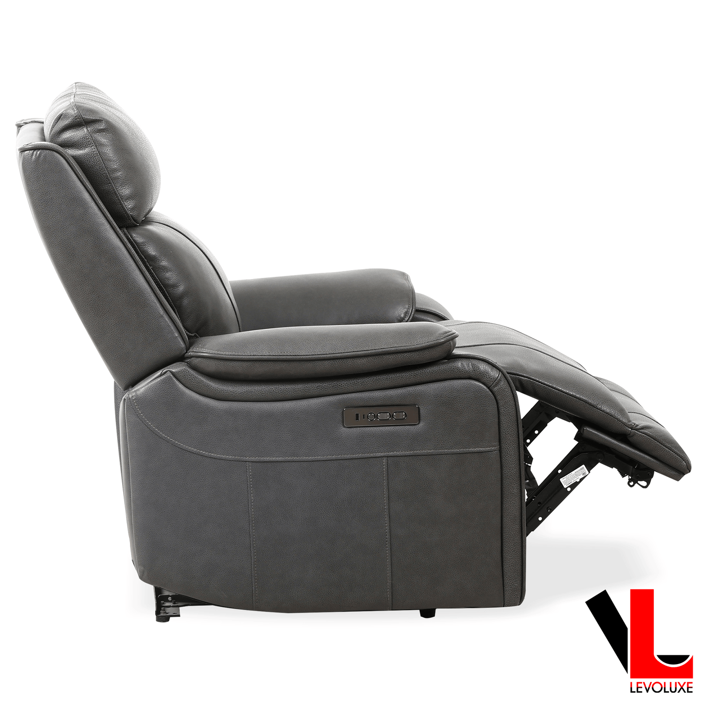 Levoluxe Sofa Set Brindle 3 Piece Power Reclining Sofa, Loveseat and Chair Set in Charcoal Leather Match