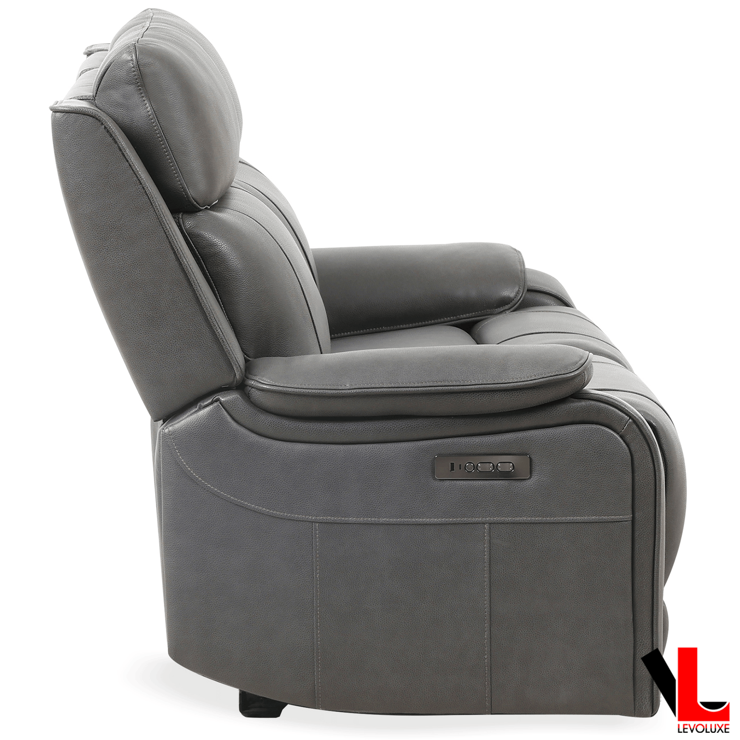 Levoluxe Sofa Set Brindle 3 Piece Power Reclining Sofa, Loveseat and Chair Set in Charcoal Leather Match