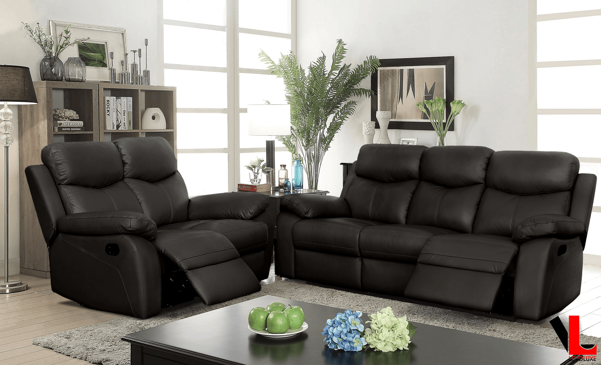 Levoluxe Sofa Set Brown Aveon 2 Piece Pillow Top Arm Reclining Sofa and Loveseat Set in Leather Match - Available in 3 Colours
