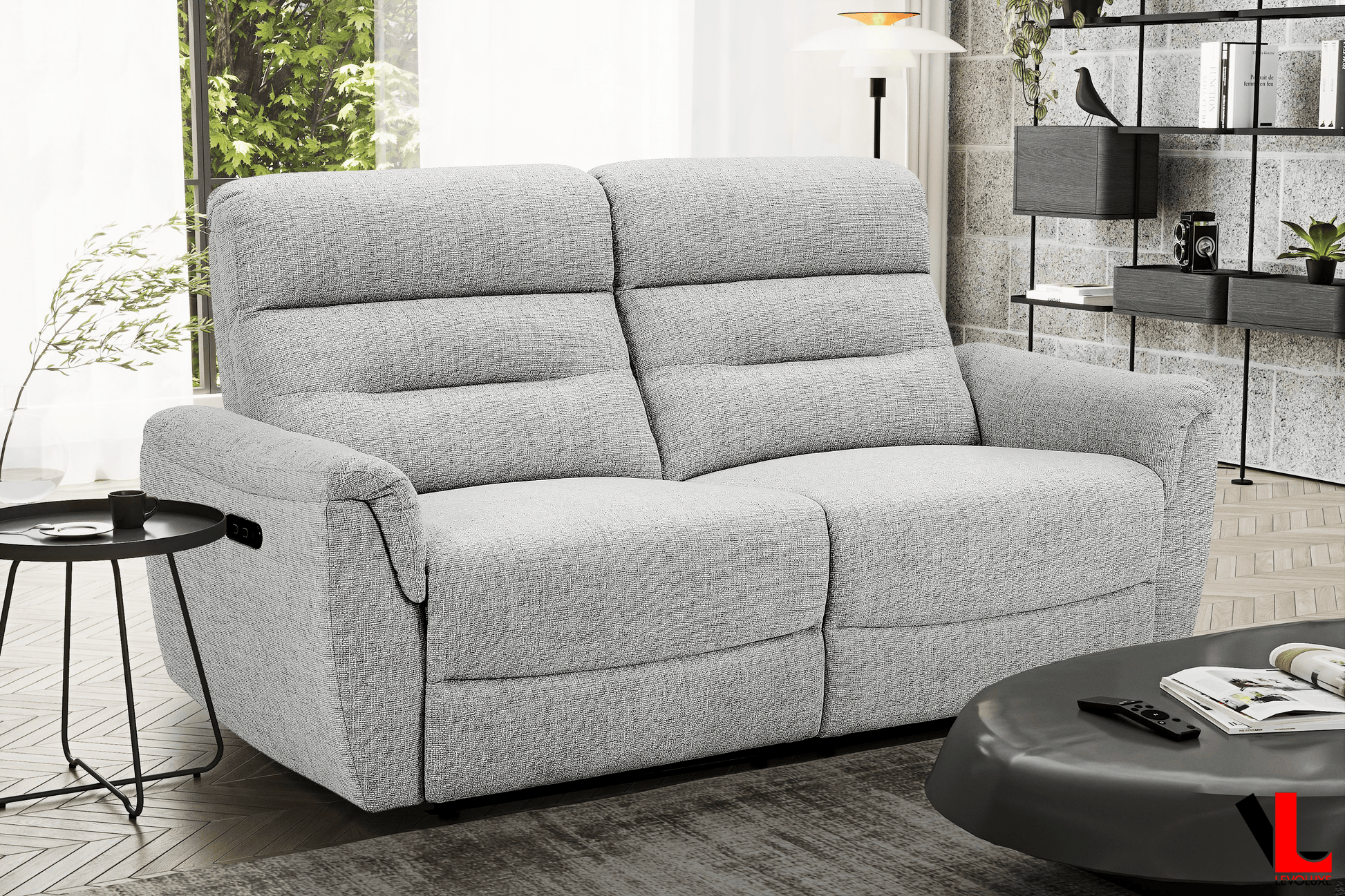 Levoluxe Sofa Set Cain 2 Piece Power Reclining Sofa and Loveseat Set in Weave Fabric - Available in 2 Colours