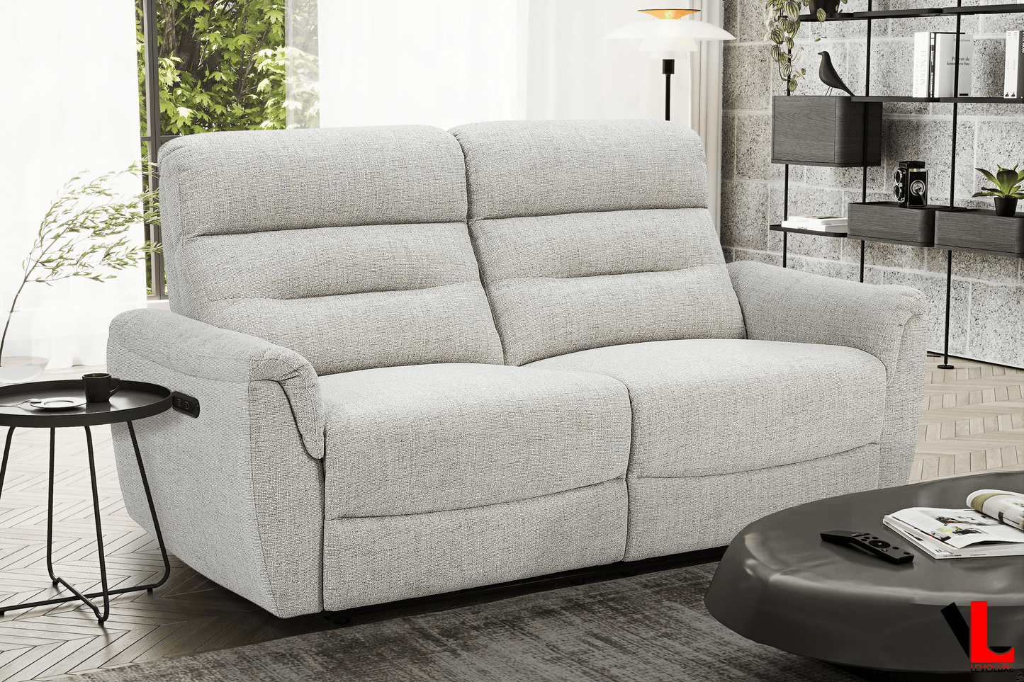 Levoluxe Sofa Set Cain 2 Piece Power Reclining Sofa and Loveseat Set in Weave Fabric - Available in 2 Colours