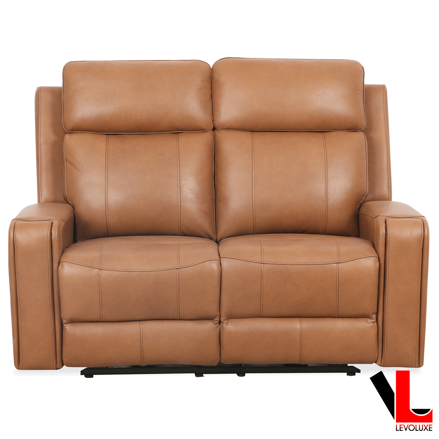 Levoluxe Sofa Set Cavron 2 Piece Power Reclining Sofa and Loveseat Set with Power Headrests in Cognac Leather Match