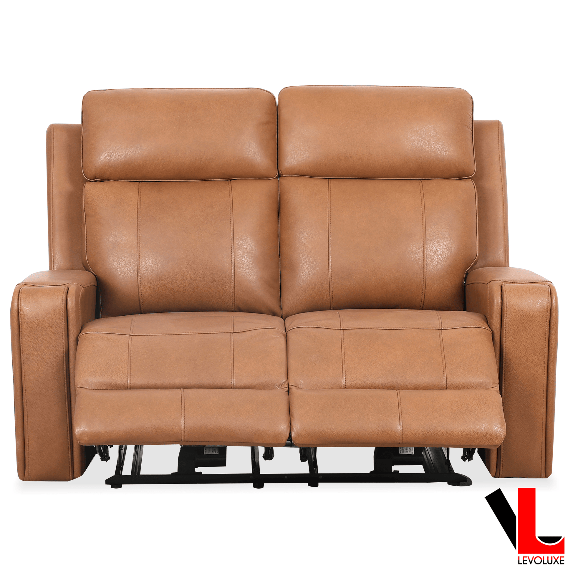 Levoluxe Sofa Set Cavron 2 Piece Power Reclining Sofa and Loveseat Set with Power Headrests in Cognac Leather Match