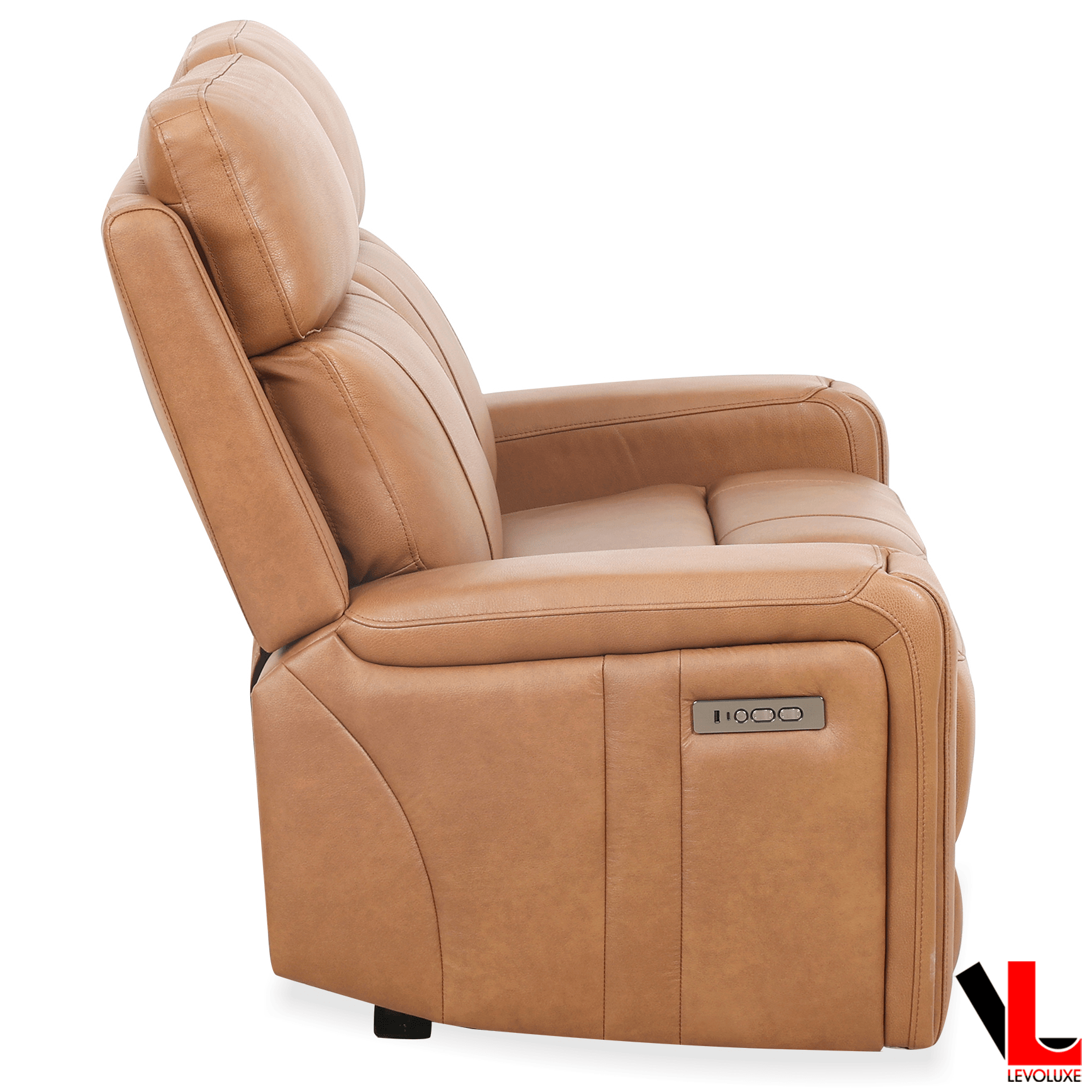 Levoluxe Sofa Set Cavron 3 Piece Power Reclining Sofa,  Loveseat and Chair Set with Power Headrests in Cognac Leather Match