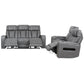 Levoluxe Sofa Set Charcoal Colton 2 Piece Power Reclining Sofa and Loveseat Set with Power Headrest, Cupholders and Storage in Leather Match