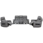 Levoluxe Sofa Set Charcoal Colton 3 Piece Power Reclining Sofa, Loveseat and Chair Set with Power Headrest, Cupholders and Storage in Leather Match