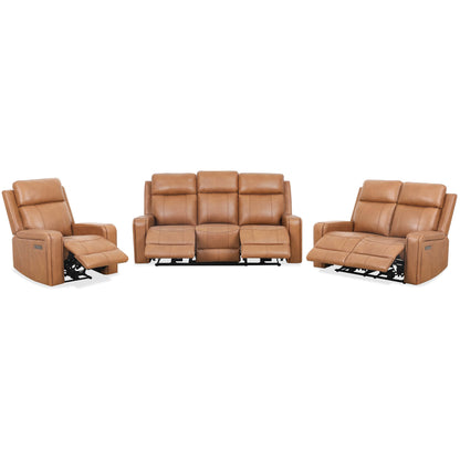 Levoluxe Sofa Set Cognac Cavron 3 Piece Power Reclining Sofa,  Loveseat and Chair Set with Power Headrests in Leather Match - Available in 2 Colours