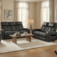 Levoluxe Sofa Set Colton 2 Piece Power Reclining Sofa and Loveseat Set with Power Headrest, Cupholders and Storage in Black Leather Match