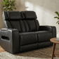 Levoluxe Sofa Set Colton 2 Piece Power Reclining Sofa and Loveseat Set with Power Headrest, Cupholders and Storage in Black Leather Match