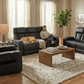 Levoluxe Sofa Set Colton 3 Piece Power Reclining Sofa, Loveseat and Chair Set with Power Headrest, Cupholders and Storage in Black Leather Match