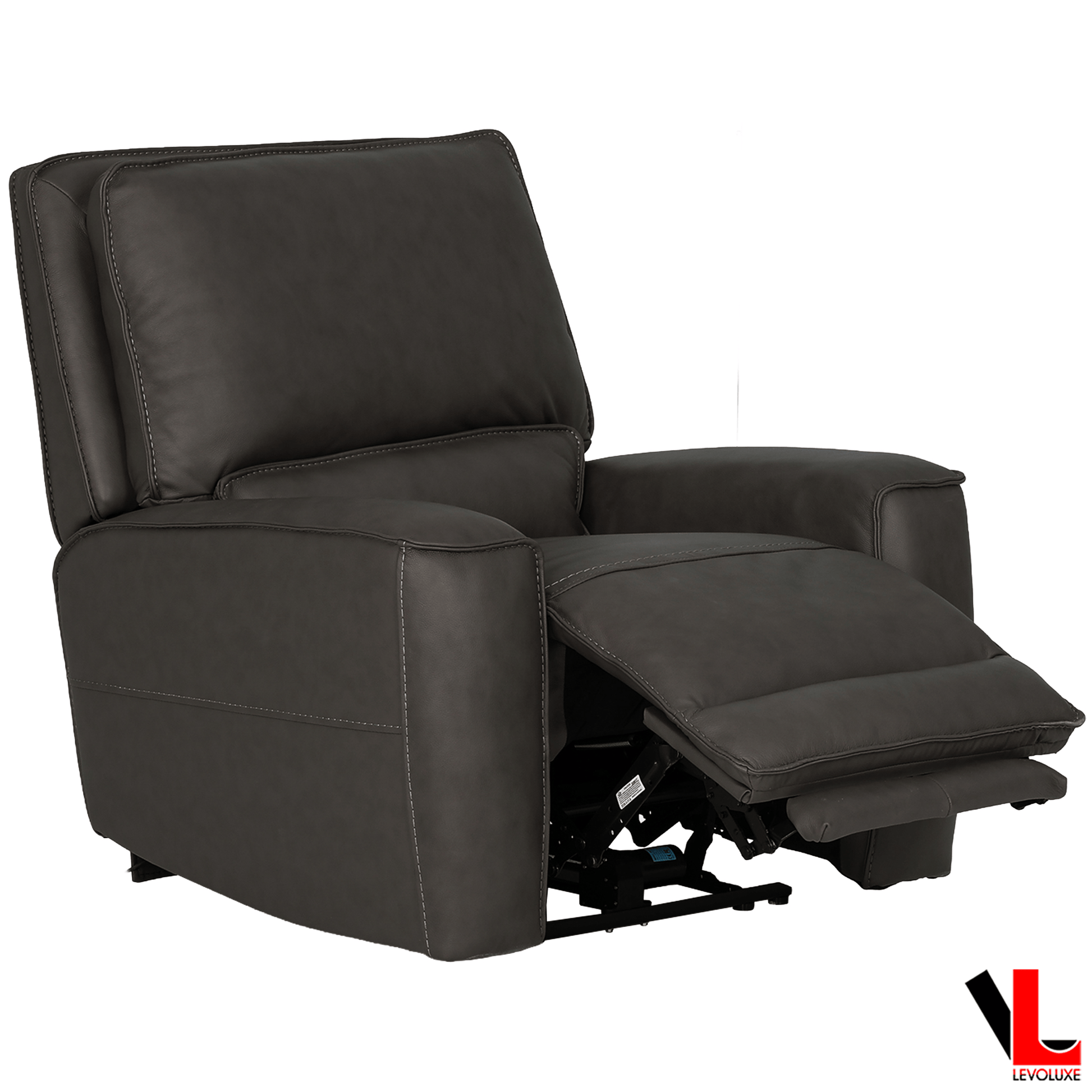 Levoluxe Sofa Set Odessa 3 Piece Power Reclining Sofa, Loveseat and Chair Set in Tex Grey Leather Match
