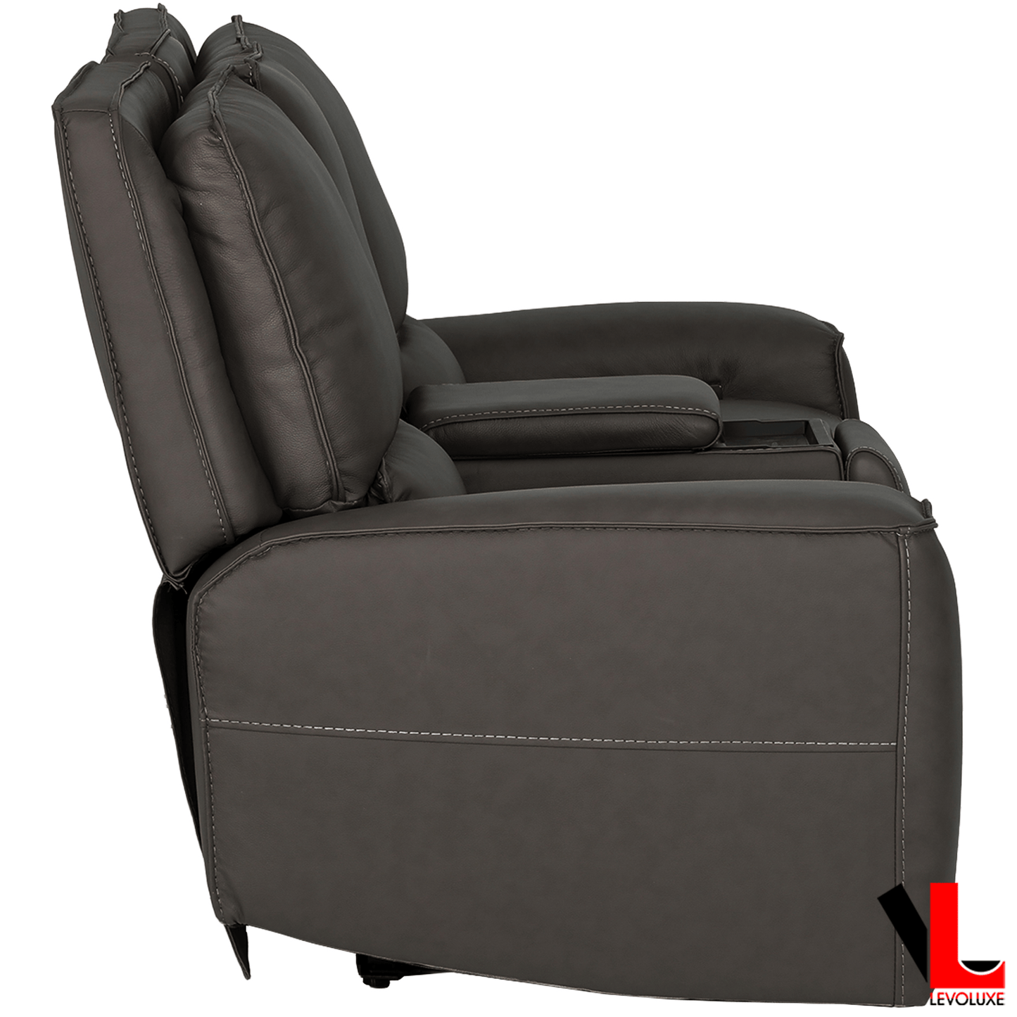Levoluxe Sofa Set Odessa 3 Piece Power Reclining Sofa, Loveseat and Chair Set in Tex Grey Leather Match