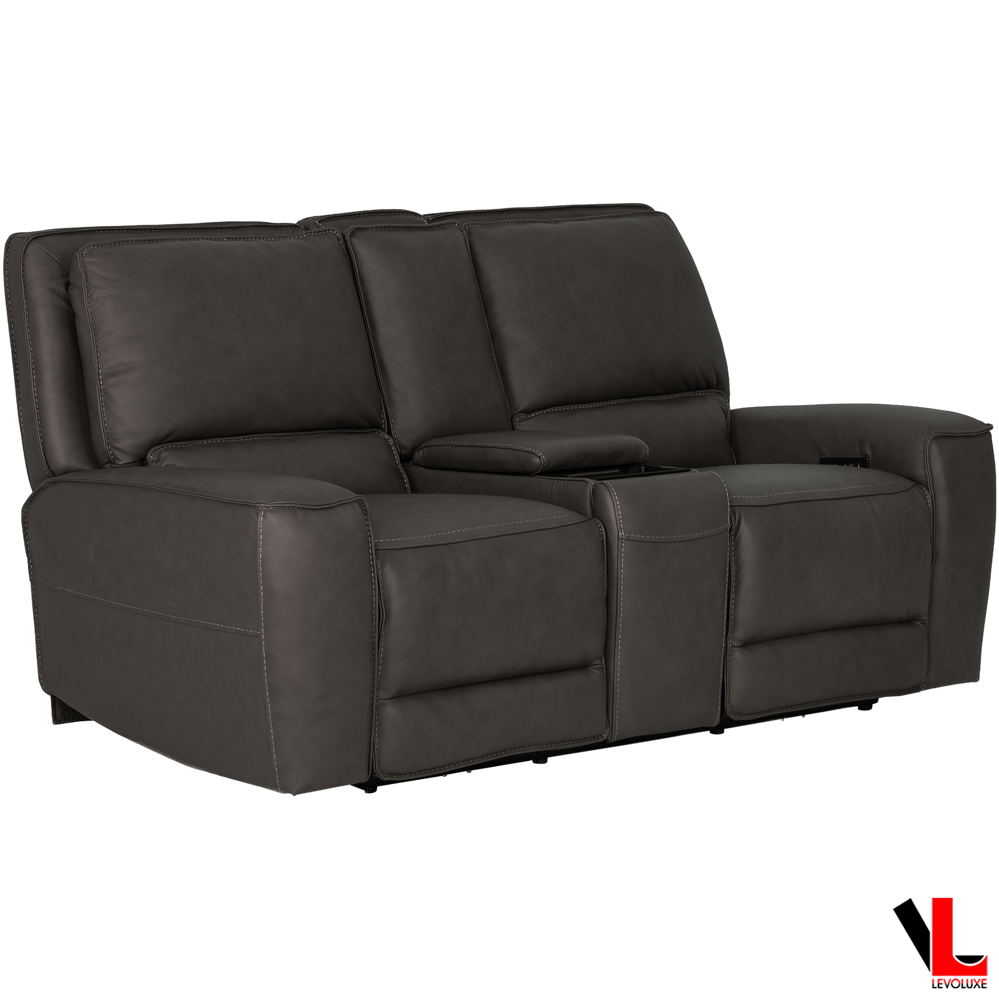 Levoluxe Sofa Set Odessa 3 Piece Power Reclining Sofa, Loveseat and Chair Set in Tex Grey Leather Match