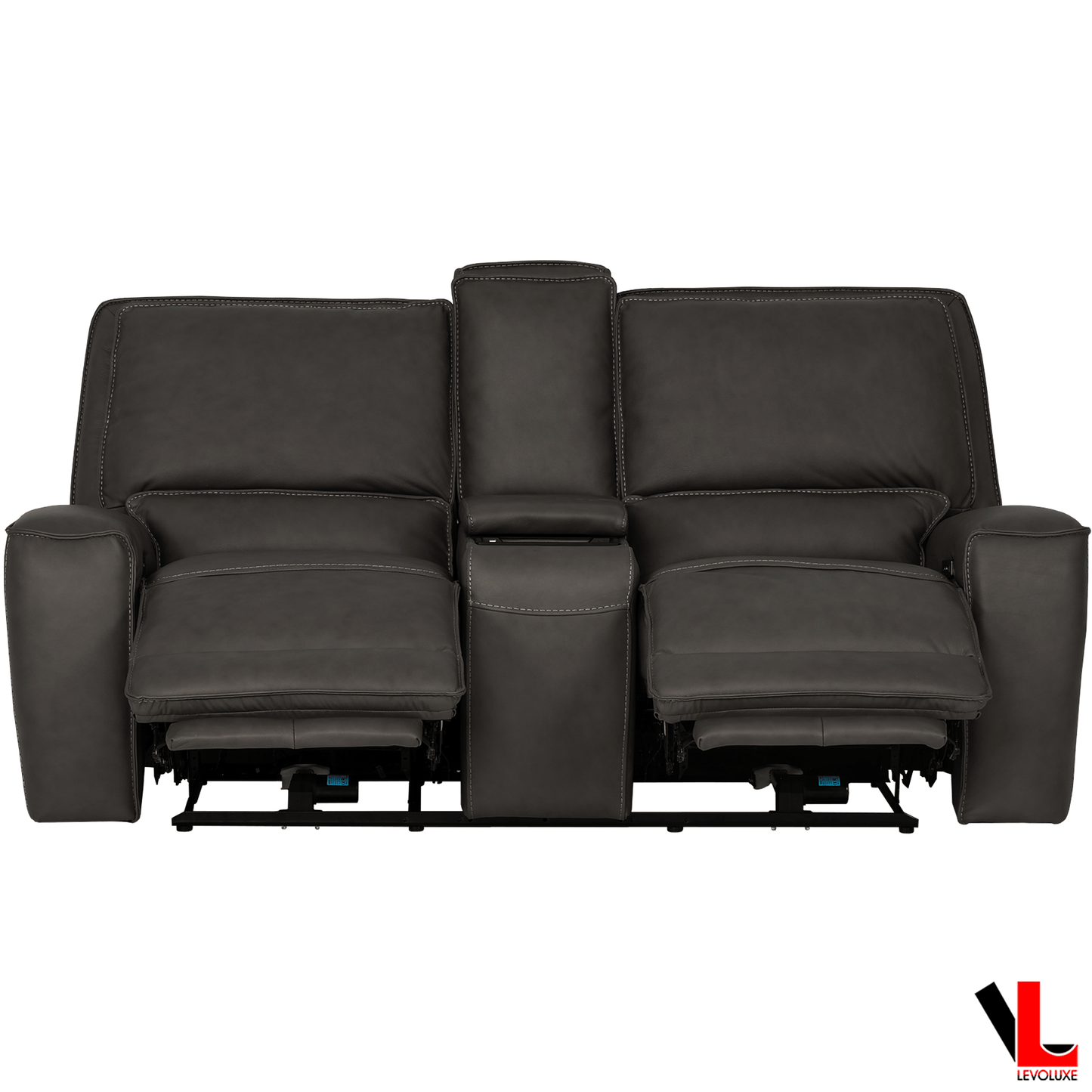Levoluxe Sofa Set Odessa 3 Piece Power Reclining Sofa, Loveseat and Chair Set in Tex Grey Leather Match