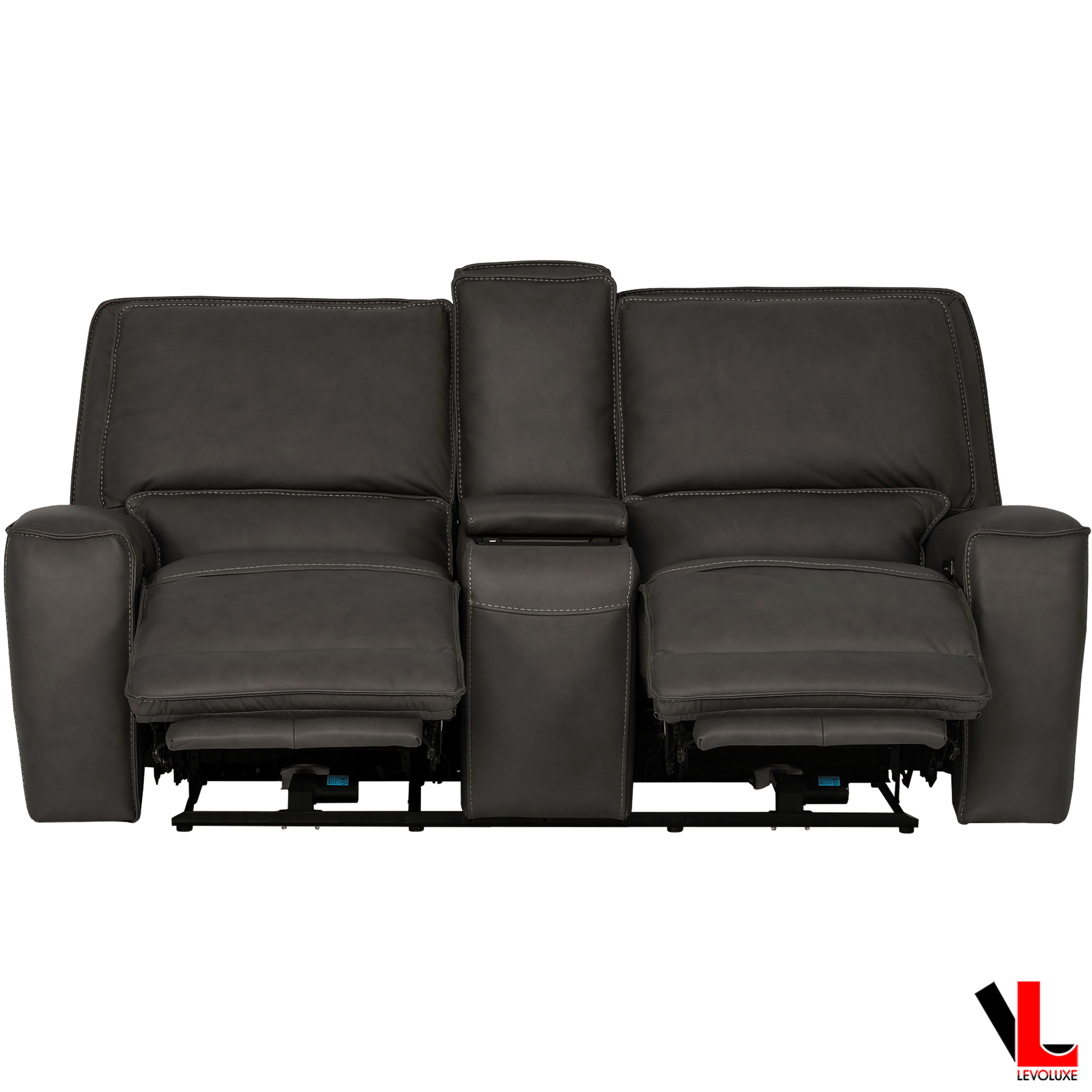 Levoluxe Sofa Set Odessa 3 Piece Power Reclining Sofa, Loveseat and Chair Set in Tex Grey Leather Match