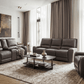 Levoluxe Sofa Set Odessa 3 Piece Power Reclining Sofa, Loveseat and Chair Set in Tex Grey Leather Match