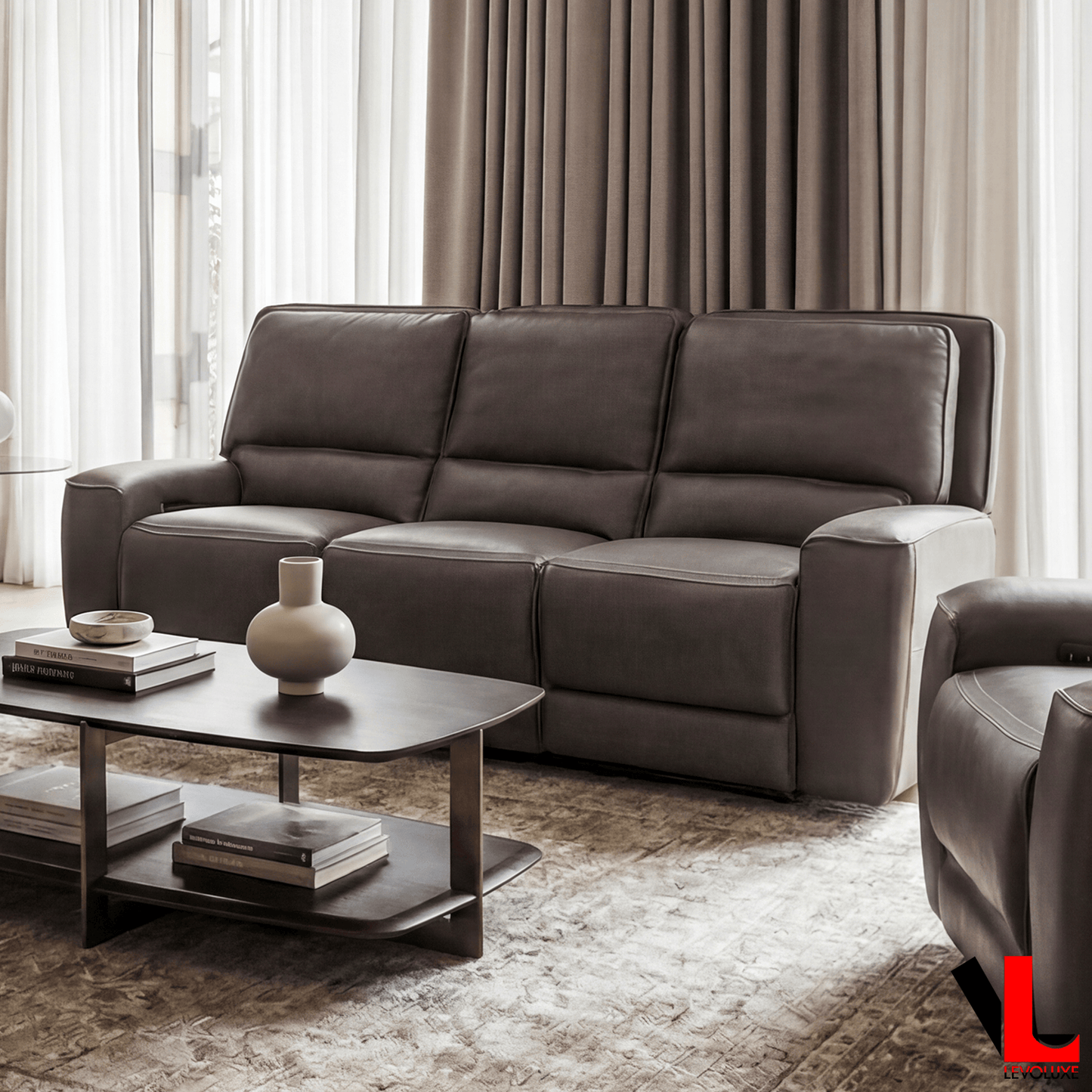 Levoluxe Sofa Set Odessa 3 Piece Power Reclining Sofa, Loveseat and Chair Set in Tex Grey Leather Match