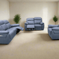 Levoluxe Sofa Set Regent 3 Piece Power Reclining Sofa, Loveseat and Chair with Power Headrests in Jaxxon Blue