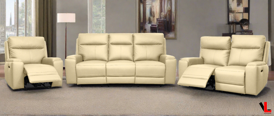 Arlo 3 Piece Power Reclining Sofa, Loveseat, and Chair Set with Power Headrest in Leather Match - Available in 2 Colours