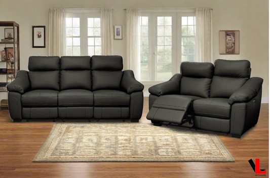 Maverick 2 Piece Power Reclining Sofa and Loveseat Set with Power Headrest in Dark Chocolate Leather Match