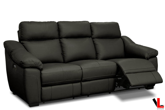 Levoluxe Sofa Maverick 86.2" Power Reclining Sofa with Power Headrest in Dark Chocolate Leather Match