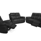 Levoluxe Sofa Set Black Aveon 3 Piece Pillow Top Arm Reclining Sofa, Loveseat and Chair Set in Leather Match - Available in 2 Colours