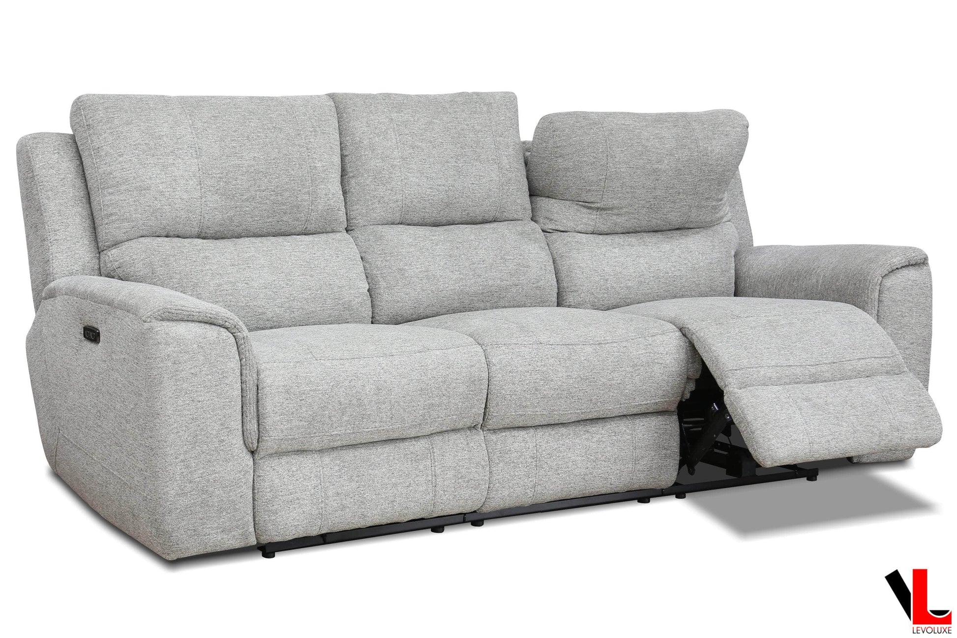 Levoluxe Sofa Set Sentinel 2 Piece Power Reclining Sofa and Loveseat Set with Power Headrest in Tweed Ash Fabric