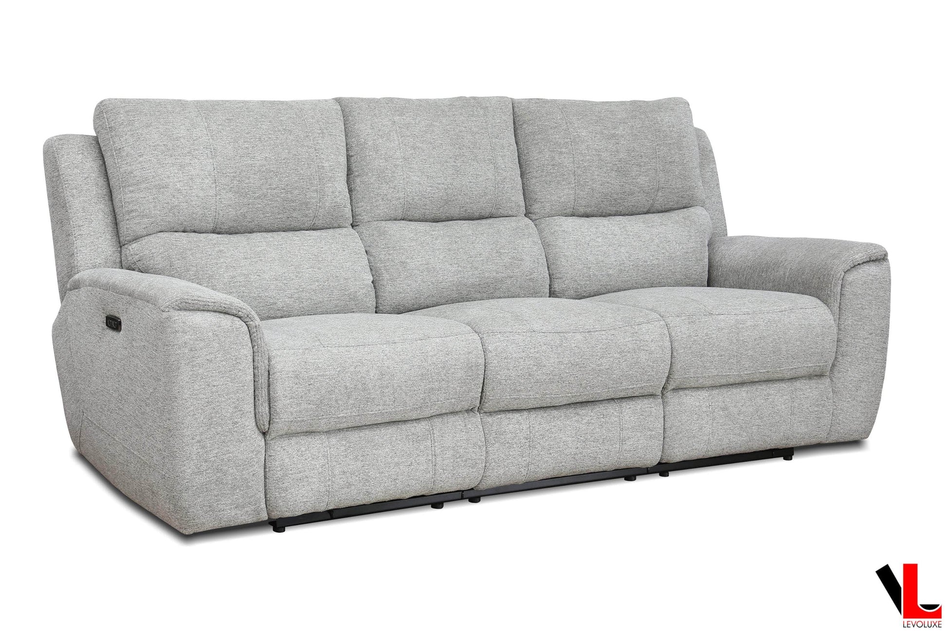 Levoluxe Sofa Set Sentinel 2 Piece Power Reclining Sofa and Loveseat Set with Power Headrest in Tweed Ash Fabric