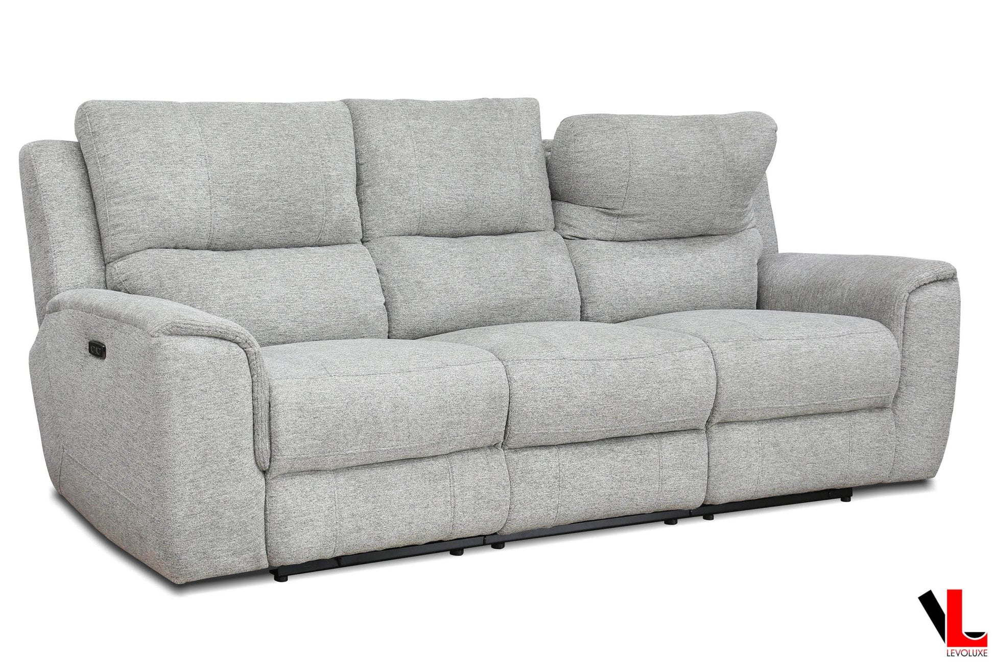 Levoluxe Sofa Set Sentinel 2 Piece Power Reclining Sofa and Loveseat Set with Power Headrest in Tweed Ash Fabric