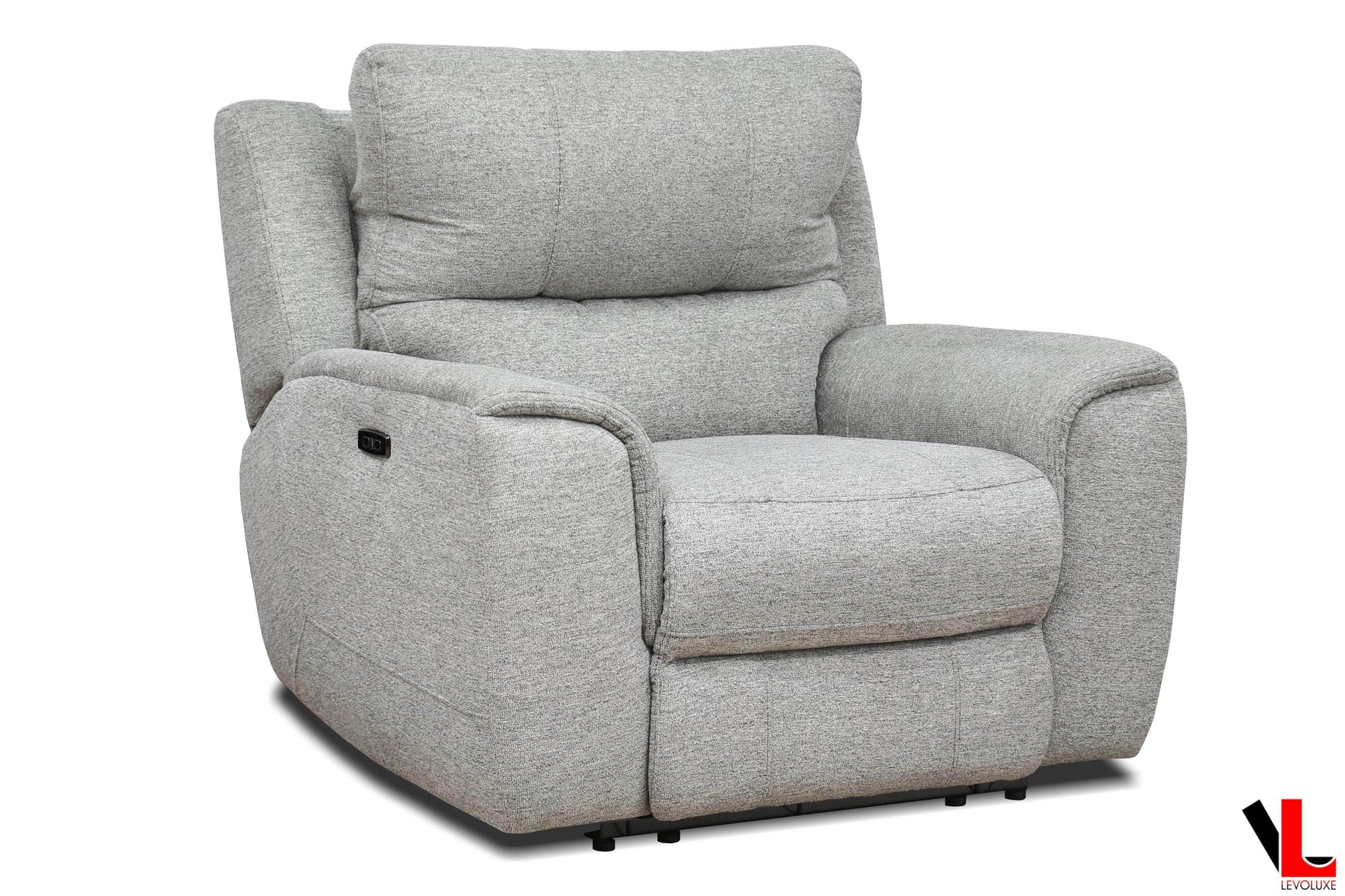 Levoluxe Sofa Set Sentinel 3 Piece Power Reclining Sofa, Loveseat and Chair Set with Power Headrest in Tweed Ash Fabric