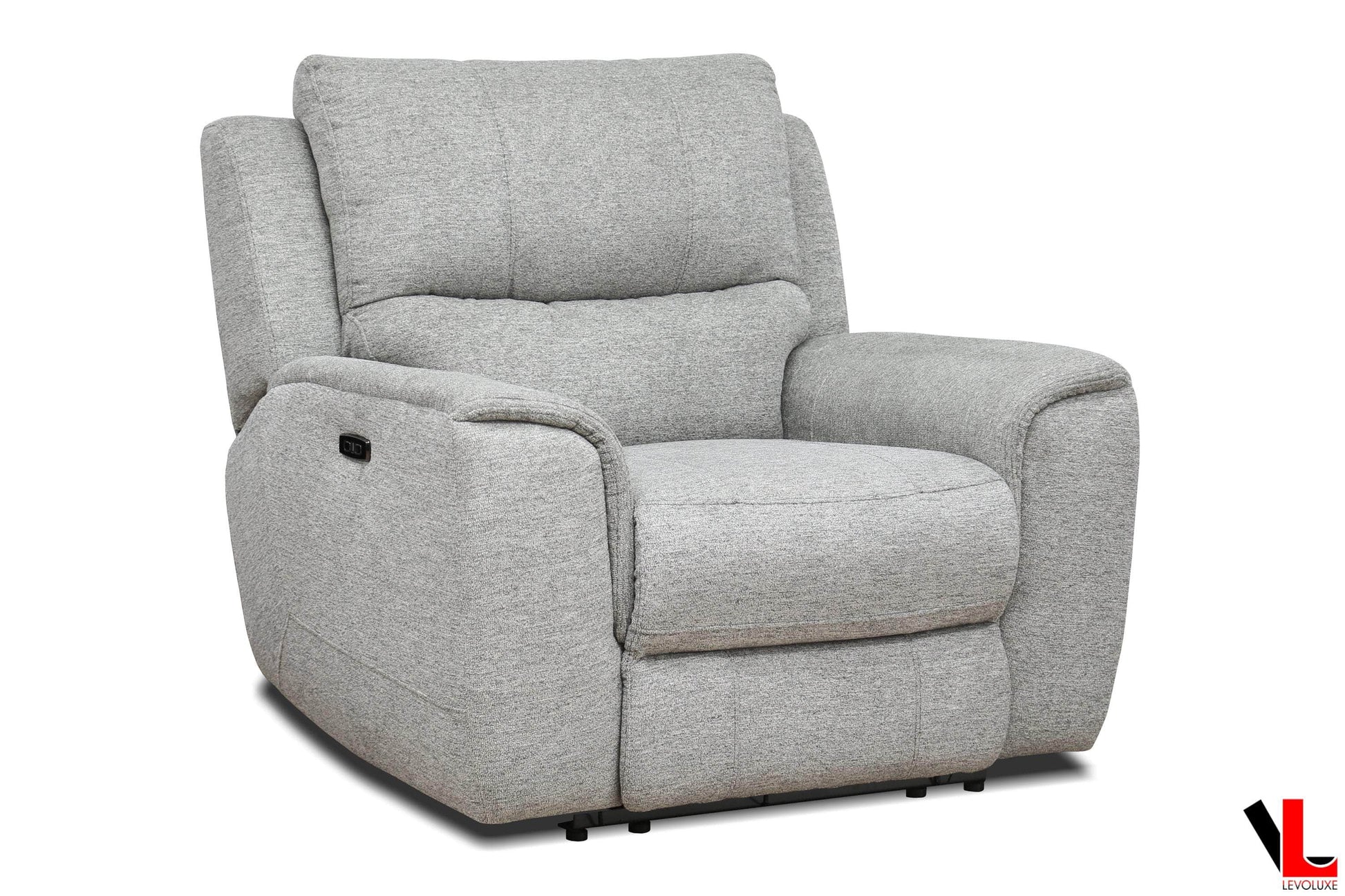 Levoluxe Sofa Set Sentinel 3 Piece Power Reclining Sofa, Loveseat and Chair Set with Power Headrest in Tweed Ash Fabric