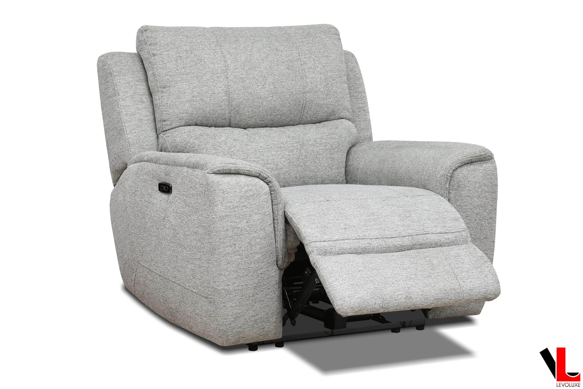 Levoluxe Sofa Set Sentinel 3 Piece Power Reclining Sofa, Loveseat and Chair Set with Power Headrest in Tweed Ash Fabric