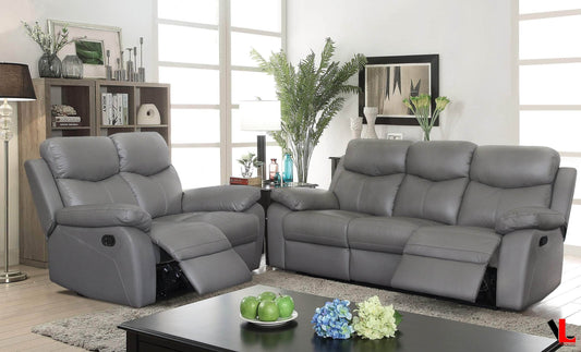 Pending - Levoluxe Aveon 2 Piece Pillow Top Arm Reclining Sofa and Loveseat Set in Leather Match - Available in 2 Colours