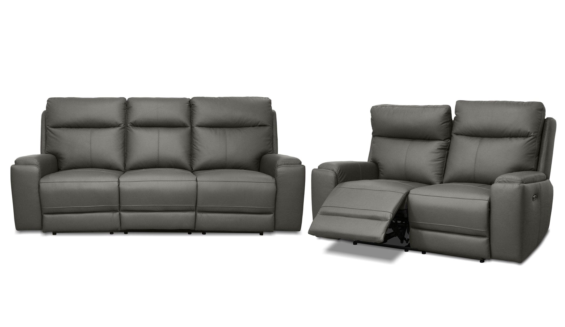 Pending - Levoluxe Ryder Charcoal Arlo 2 Piece Power Reclining Sofa and Loveseat Set with Power Headrests in Leather Match - Available in 2 Colours