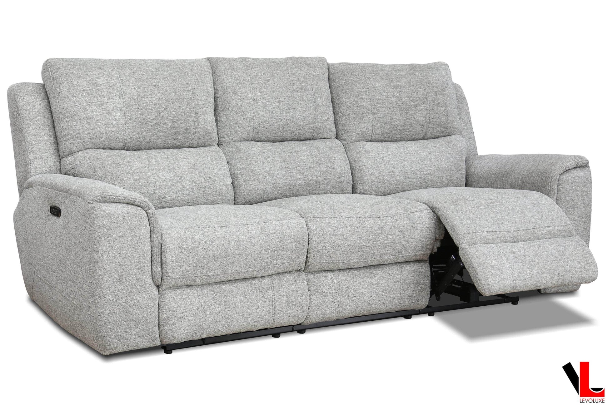 Pending - Levoluxe Sentinel 3 Piece Power Reclining Sofa, Loveseat and Chair Set with Power Headrest in Tweed Ash Fabric